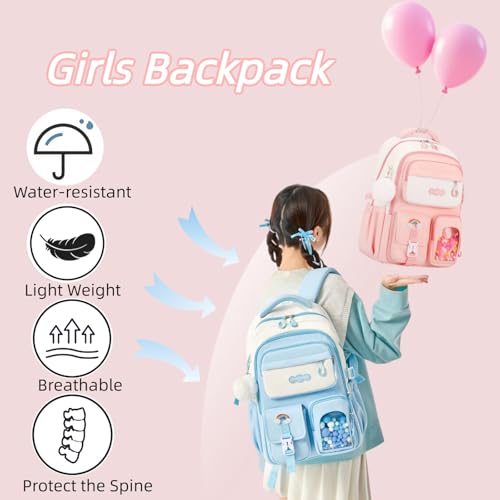 VIDOSCLA Vivid Girls' School Backpack Kids Elementary Schoolbag Primary Backpack with Multi-Pocket Design for 4+ Years Girls - color: A03# Pink