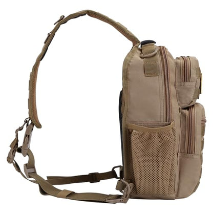 Rover Sling Pack Tactical Shoulder Sling Bag Backpack with Bottle Holder Crossbody Chest Bag, Coyote - color: Coyote