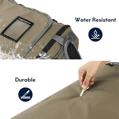 Haimont Duffel Backpack Bag 50L Water Repellent Sports Gym Bag Foldable Men Women with Shoe Compartment for Travel Hiking Camping Outdoor, Upgrade, Khaki - color: Khaki