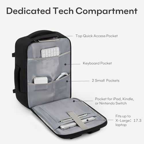 mibasies 40L Travel Backpack for Women & Men: Flight Approved Carry On Backpack, TSA Personal Item Bag with Water Bottle Pocket, Weekender Essentials Backpacks fits 17" Laptop - Black - color: Black, size: X-Large