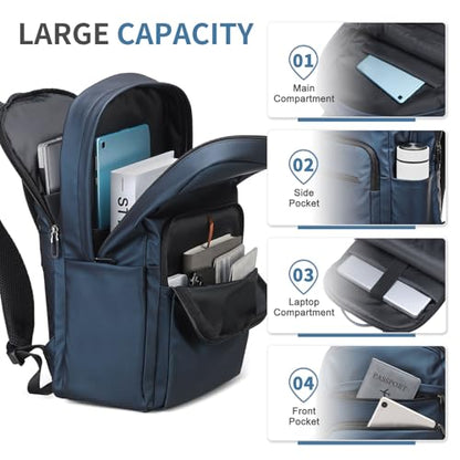 16 Inch Laptop Backpack for Men, Business Work Backpack for Everyday Commute, Waterproof Travel Office Computer Bag, Blue - color: Blue