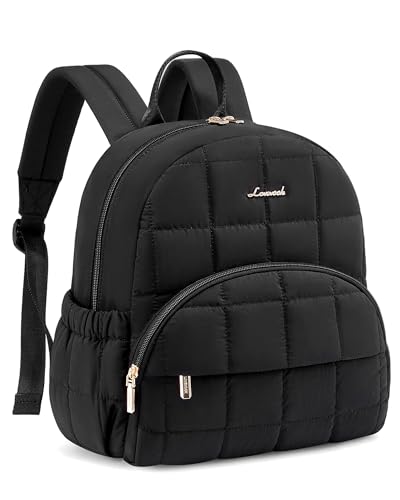 LOVEVOOK Small Backpack Purse for Women, Mini Puffer Backpack with Anti-theft Pocket, Lightweight Quilted Casual Daypack for Daily Work & Travel - color: Black, size: Medium