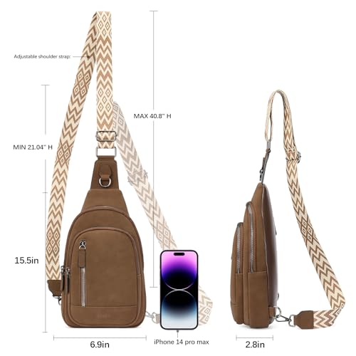 CLUCI Crossbody Bags for Women Men,Leather Sling Bag Cross Body Backpack for Woman Gifts for Women Birthday Unique - color: 1-1 Dark Brown Suede