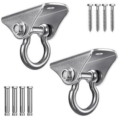 SELEWARE Heavy Duty Swing Hangers Stainless Steel Swing Hooks Ceiling Mount Swing Hardware for Porch Swing Set Hammock Chair Heavy Bag Yoga Silk 2 Pack - color: 180° Swing Hanger ( 2 Pack )