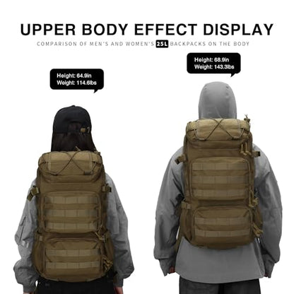Mardingtop Tactical Backpacks Molle Hiking daypacks for Motorcycle Camping Hiking Military Traveling,25L Backpack - color: M6347-khaki