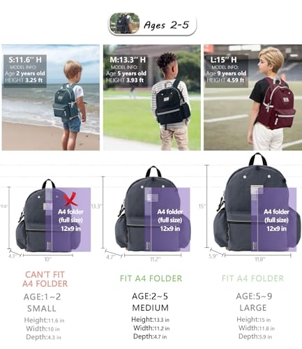 atgark Toddler Backpack for Boys 2-5: Preschool Kindergarten Backpack - 13" Daycare Backpack Fit A4 Folder - color: Eggplant, style: Ages 2-5 (13" H Fit A4 Folder)