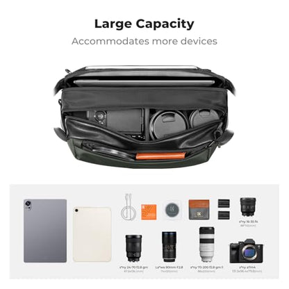K&F CONCEPT Camera Sling Bag Crossbody Bag Waterproof Camera Shoulder Backpack DSLR/SLR/Mirrorless Camera Case - color: 13 Deep Green Large