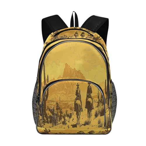 Water-Resistant Travel Western Desert Cowboy Backpack - Lightweight Laptop Daypack, 15.6" Laptop Compartment, Durable Commuter Bag for Work & Outdoor#212