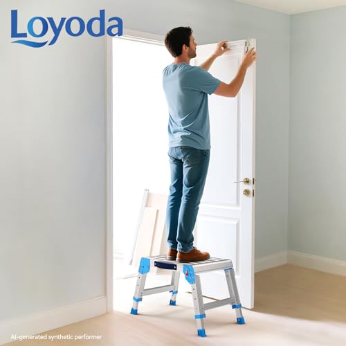 Loyoda Work Platform 440 Lbs, Folding Step Stool with One-Touch Automatic Fold, 3 Height Adjustment Step Platform, Perfect for RV Cleaning, Home Painting and Reaching High Places, Standard - size: Standard Silver