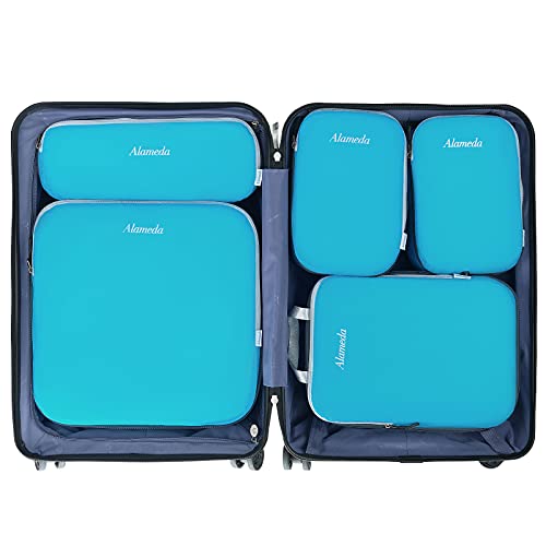 Compression Packing Cube Set 6-Piece Space-Saving Organizer with Laundry Bag for Carry-On Luggage Backpacks Suitcases, Blue - color: Blue