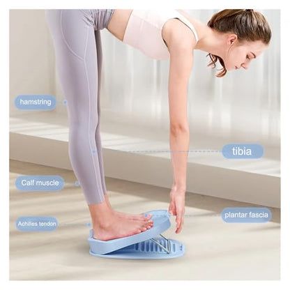 9 Level Adjustable Foldable Slant Board, Yoga Calf & Plantar Fasciitis Stretcher, Full Body Foot Ankle Stretch Balance Fitness Board For Home Gym Workout - color: Blue