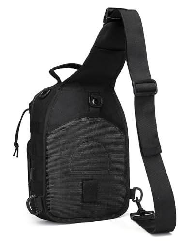 Tactical Sling Backpack Military Crossbody Bag Pack for Mens One Shoulder Holster Sling Bag 10L - color: Black