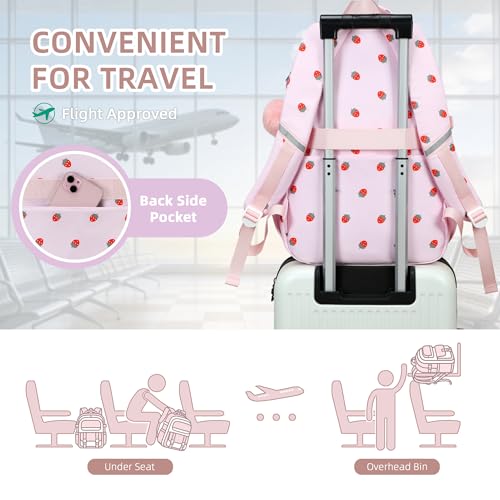AO ALI VICTORY Backpack for Girls with Lunch Bag Kids School Bags for Elementary Middle School Students Cute Bookbag Set (strawberry set) - color: Strawberry Set