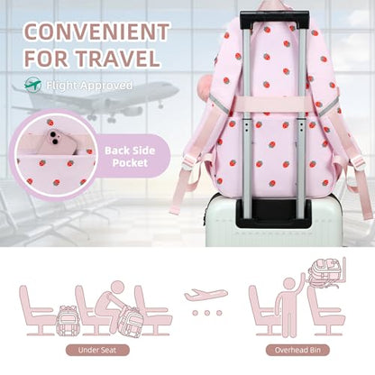 AO ALI VICTORY Backpack for Girls with Lunch Bag Kids School Bags for Elementary Middle School Students Cute Bookbag Set (strawberry set) - color: Strawberry Set