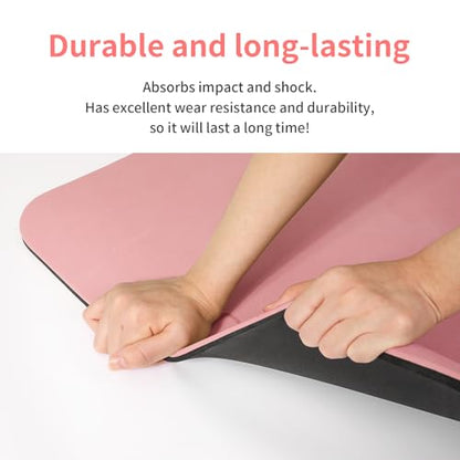 PAIDU Yoga Mat Non Slip Anti-tear,extra thick-2/5 inch（10MM）High Resiliency Professional POE Yoga Mats for Women Men Kids,72"x24"inch,Workout, Yoga, Pilates and Floor Exercise, with Carrier Strap - color: Pink + black