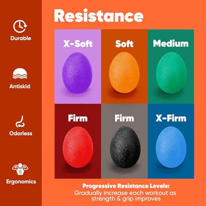 HiKeep Stress Balls for Adults (6 Pack), Stress Ball, Hand Strengthening Devices, Hand Exercisers for Strength, Exercise Squeeze Squishy Wrist Ball, Physical Therapy Exerciser, Grip Strength Trainer