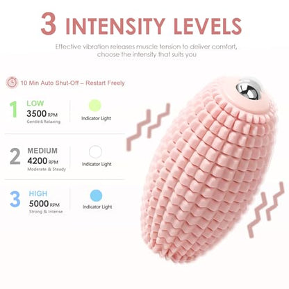 Silicone Vibrating Massage Ball with Rolling Head, 3-Speed Myofascial Massage Roller for Plantar Fasciitis Relief, Hip & Psoas Release, Trigger Point Therapy for Neck, Back, Foot (Pink) - color: Pink