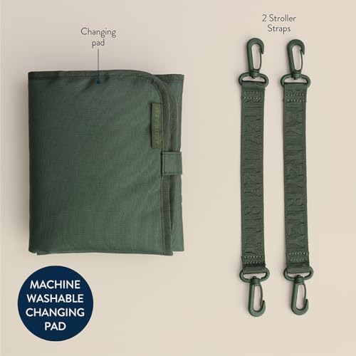Itzy Ritzy Belong Bucket Backpack – Lightweight Diaper Bag Backpack Featuring 16 Pockets, Bucket Top Opening, Stroller Straps & Changing Pad – Organized and Stylish Everyday Family Backpack (Green) - color: Hunter Green