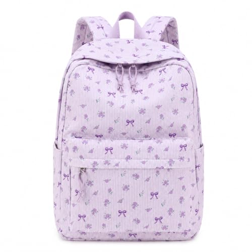 LEDAOU School Backpack for Teen Girls Elementary Middle School Bookbag Kids Backpacks Women Laptop Backpack Travel Daypack (Flower Bow - Purple) - color: Flower Bow - Purple