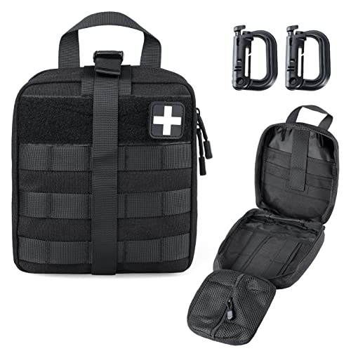 LIVANS 1000D First Aid Bag Empty Medical Ifak Pouch Molle EMT Pouches Rip-Away Tactical Military Trauma Emergency Medic Bag - color: Black(7.1"l X 3.5"w X 8"h)