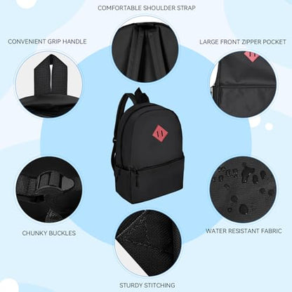 12 Pack Backpacks in Bulk,17-inch Lightweight Bookbags for Elementary,Middle,and High School Students,Bulk Backpacks for Kids,Boys,Girls,Classroom,Travel,Gym Supplies (Black) - color: Black