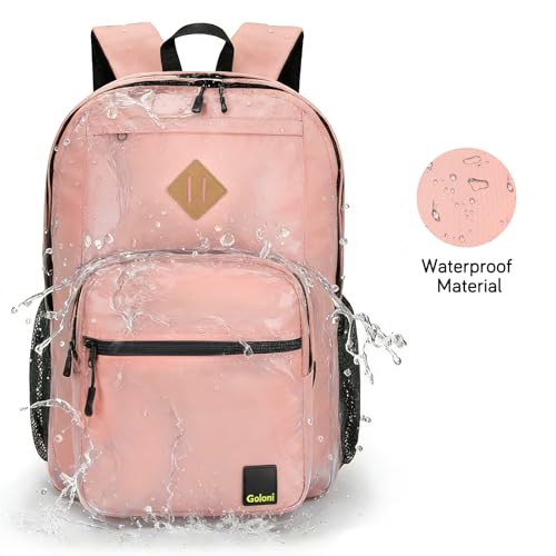 Goloni Lightweight Laptop Backpack 1.1Lbs, 26L Wear-Resistant Water Resistant Backpack with Laptop Compartment for Men Women - color: Flesh Pink
