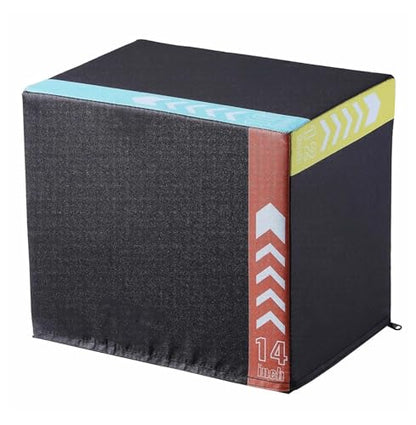 Plyometric Jump Box 3-in-1, 20/18/16 Inch - Cotton Plyo Box for Fitness, Agility & Strength Training - Step Up Platform - Home Gym Equipment - Black