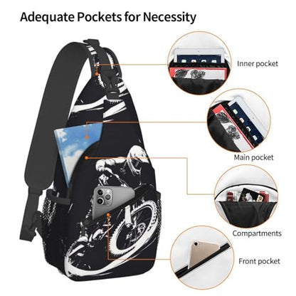 Enduro Motorcycle Racer Outdoor Crossbody Shoulder Bag For Unisex Young Adult Hiking Bicycling - color: 10