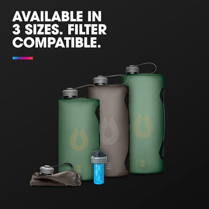 HydraPak Seeker - Collapsible Camping Water Storage (4L) - BPA & PVC Free, Hydration Reservoir Bag, Leak Proof - Sage Green - color: Sage Green, size: 4 Liter