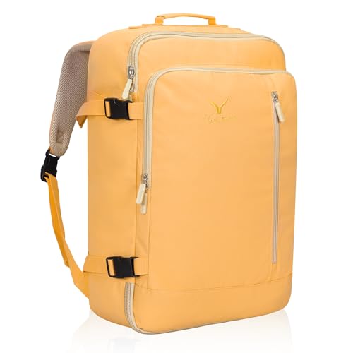 Hynes Eagle Carry on Backpack 38L Large Travel Backpack for Women Flight Approved Weekender Bag Laptop Backpack Men 15 inches Yellow - color: Yellow