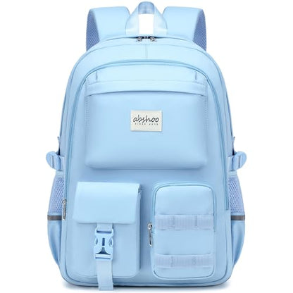 abshoo Big Student Laptop Backpack For College Women Middle High School Teen Girls Bookbag Travel Daypack (Light Blue) - color: Light Blue