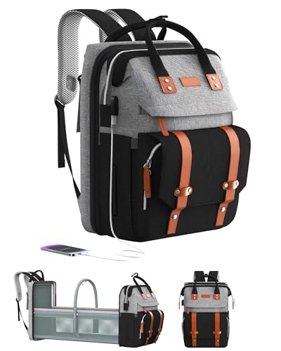 ISMGN Diaper Bag Backpack with Changing Station, Large Diaper Bag, Baby Bag, Multifunctional Diaper Bag, GreyBlack - color: Modern Greyblack