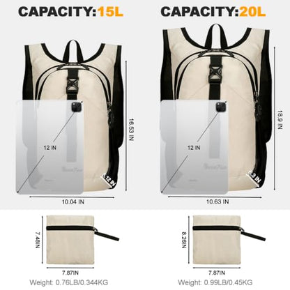 Seektop 15L Small Hiking Backpack for Women Men, Lightweight Hiking Daypack - color: Beige, size: 15L