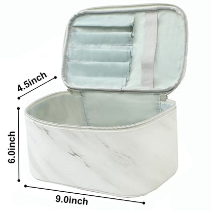 Meiyuuo Makeup Bag Large Cosmetic Bags for Women Girls Cute Travel Zipper Pouch Toiletry Organizer for Beauty Essentials Waterproof (Marble) - color: Off Marble