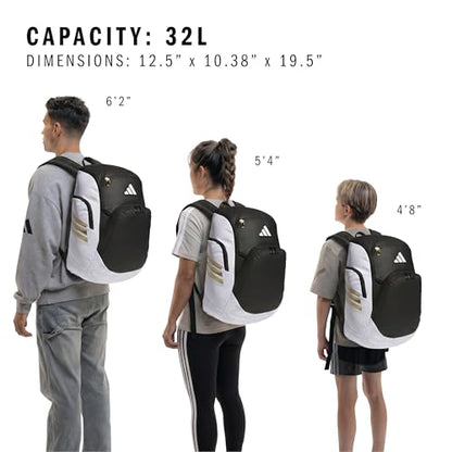 adidas Select Basketball Backpack for Practice, Gym and Travel, 32L - color: White/Black/Gold Metallic