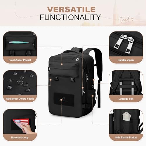 Maelstrom Travel Backpack for Men Women, 15.6" Laptop with Shoe Compartment (Black, Medium) - color: Black, size: B.15.6 inch-Standard