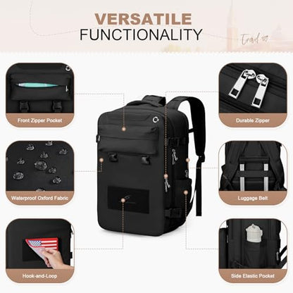 Maelstrom Travel Backpack for Men Women, 15.6" Laptop with Shoe Compartment (Black, Medium) - color: Black, size: B.15.6 inch-Standard