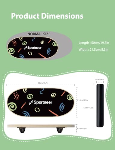 Sportneer Balance Board Kids Wooden Wobble Board for Kids, Safe and Sturdy Balance Trainer, Kids Balance Board for 3-5 6-12 (With Semi-circular Wobble Blocks)