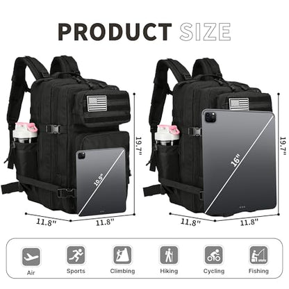 Lovelinks21 45L Tactical Assault Backpack 3 day assault pack with Molle Waterproof backpack Rucksack for Tactical Backpacks (Black-2) - color: Black-2