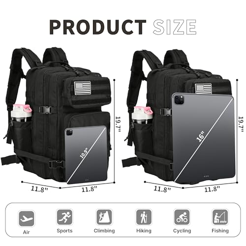 Lovelinks21 45L Tactical Assault Backpack 3 day assault pack with Molle Waterproof backpack Rucksack for Tactical Backpacks (Black-2) - color: Black-2