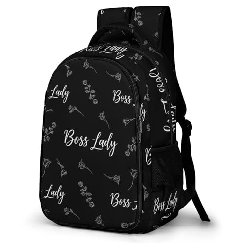 Business Laptop Backpack Rose Boss Lady White Black, Waterproof Travel Anti Theft Computer Bag with Water Bottle Pockets Gifts for Men Women - color: Pattern (341)