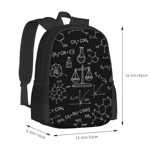 Slim Anti Theft Laptop Backpack Science Formulas Math Chemistry, Large Volume Travel Daypack Durable Polyester Carry Bag for Office Business Outdoor Trekking - color: Design (543)