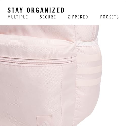 adidas Classic 3-Stripe Backpack for Laptop, School and Travel, 28L - color: Sandy Pink/Onix Grey