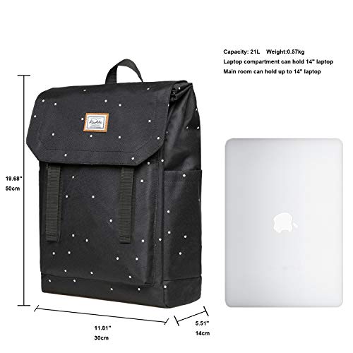 KAUKKO Casual Daypacks&multipurpose backpacks，Outdoor Backpack,Travel Casual Rucksack，Laptop Backpack Fits 15" - color: 14-blackdot