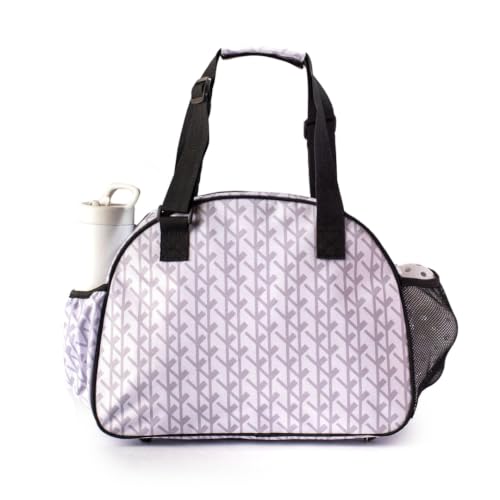 Pik’le’Ball Sport Premium Women's Pickleball Bag – Stylish and Versatile Sports Bag with Water Bottle Holder, Padded Paddle Pocket, and Spacious Design (fits 2+ Paddles!) - color: Court Couture White