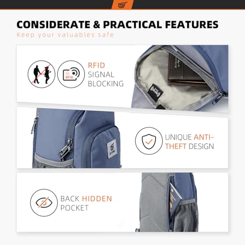 SKYSPER Sling Bag RFID Crossbody Sling Backpack Cross Body Shoulder Bag Travel Hiking Daypack for Women Men(Periwinkle) - color: Periwinkle