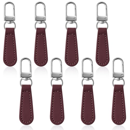 Deoward Zipper Pull Replacement Leather Handle Detachable Zipper Repair Tab for Luggage, Backpacks, Suitcases, Jackets, Purses, Handbags (8 PCS) - style: Leather Handle Zipper Pulls (Burgundy)