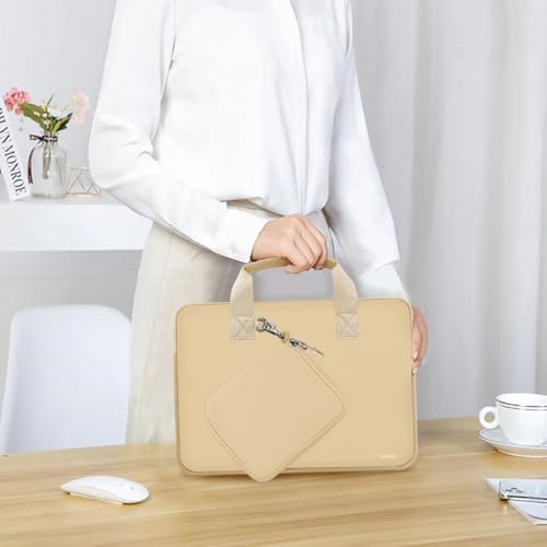 Hseok Laptop Sleeve 14 inch Case with Small Case, Compatible with MacBook Neo 14, MacBook Pro 14 M5/M4/M3/M2/M1, XPS 14 and Most 14 inch Notebooks, Neoprene Computer Handbag,Champagne - color: Champagne, size: 14"