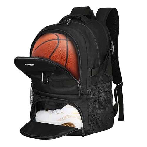 Soccer Backpack for Men and Women,Sports Bag with Ball Compartment,Gym Backpack with Shoe Compartment - color: Black
