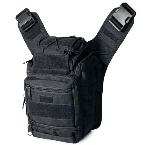 Tactical Sling Backpack for Men，Military Sport Bag Pack Sling Shoulder Backpack Tactical Crossbody Bag EDC Molle Assault Range Bag Chest Pack for Hiking Camping Outdoor - Black - color: Black
